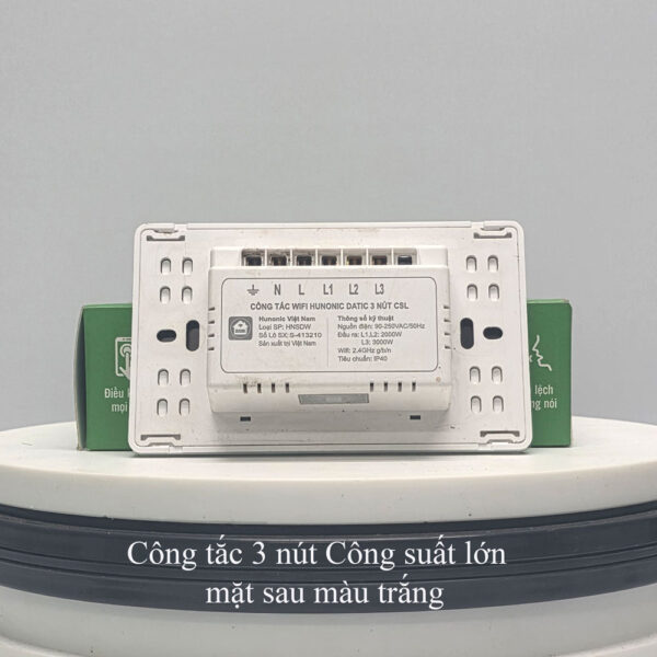 Mặt sau công tắc 3 nút công suất lớn màu trắng